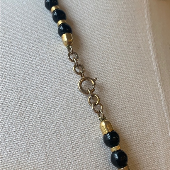VINTAGE 1980’s Black Gold Bead Necklace - Picture 4 of 4